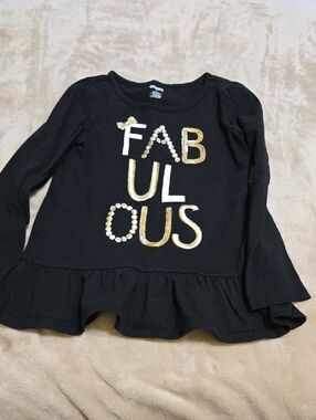 Gymboree Black Long Sleeve "Fabulous" Sequin Top